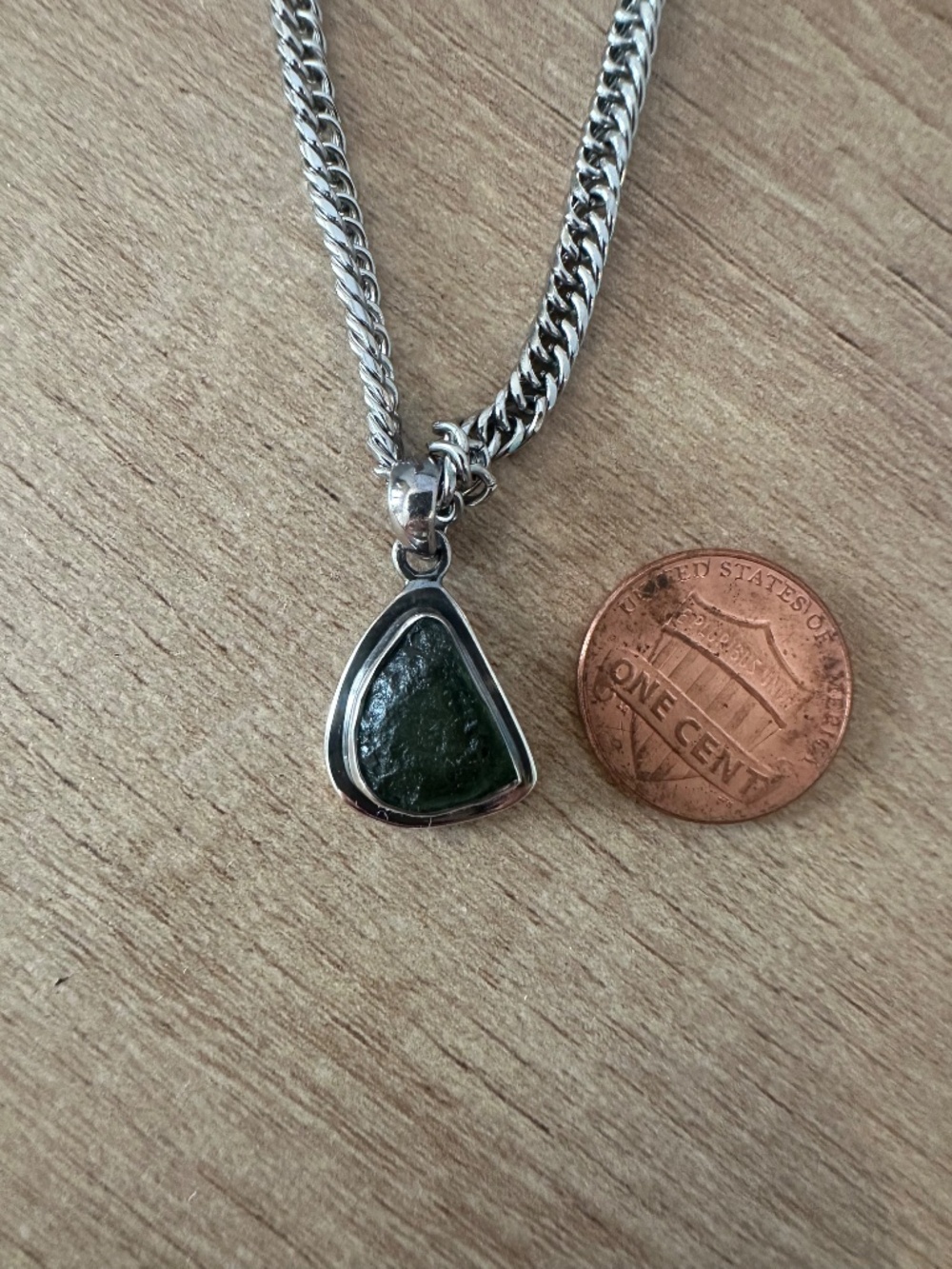 Moldavite Pendant w/Chain - Picture 4 of 5
